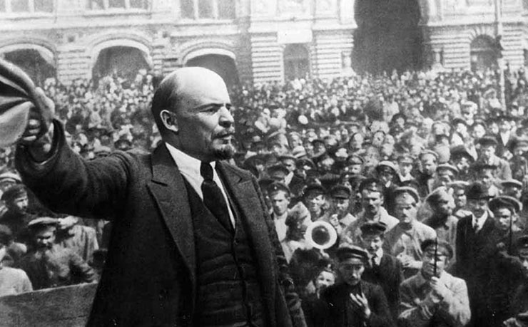 Russian socialist Vladimir Lenin, pictured at a rally in the early 1900s.