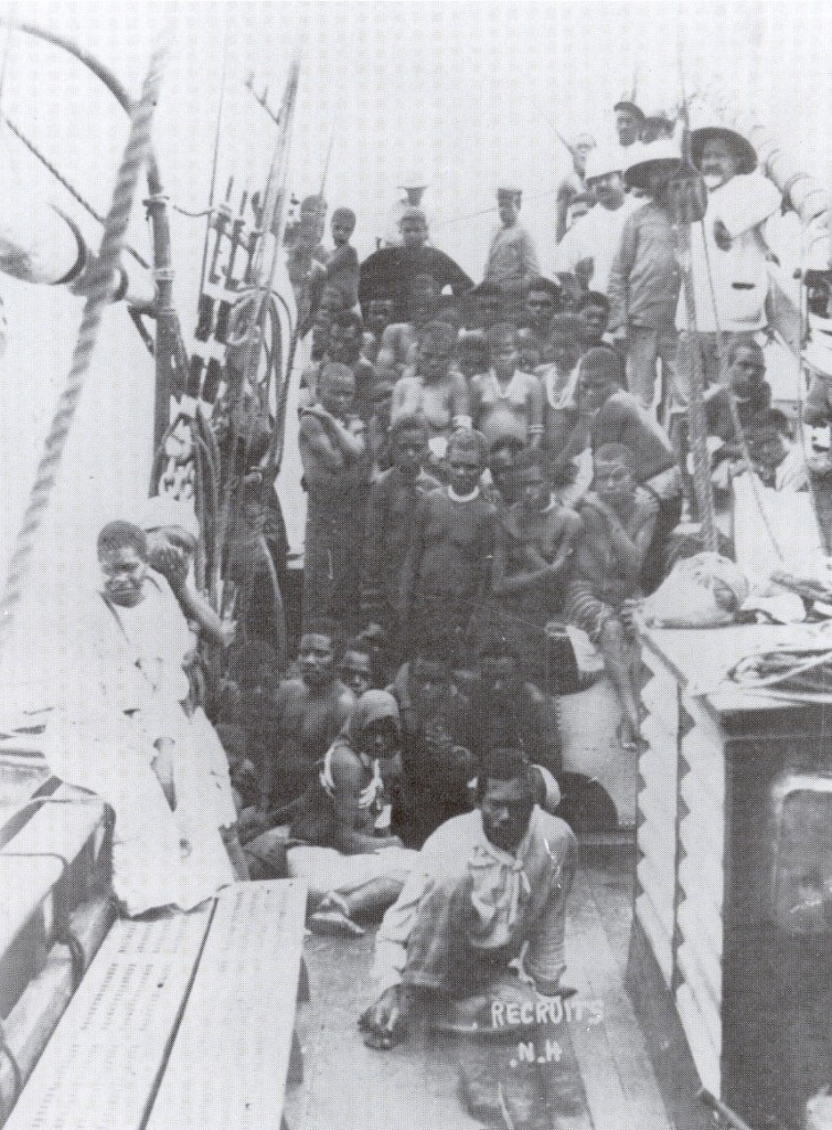 South Sea Islanders being transported to Australia to work on the 'Sugar Coast' of northern NSW and Queensland.
