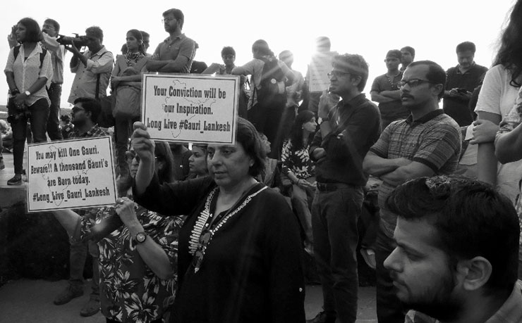 One of the protests earlier this month over the murder of journalist Gauri Lankesh. 