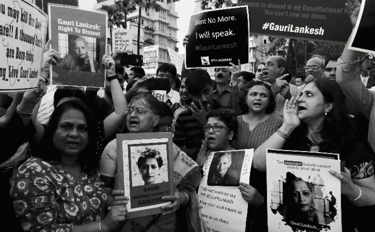 One of the protests earlier this month over the murder of journalist Gauri Lankesh. 