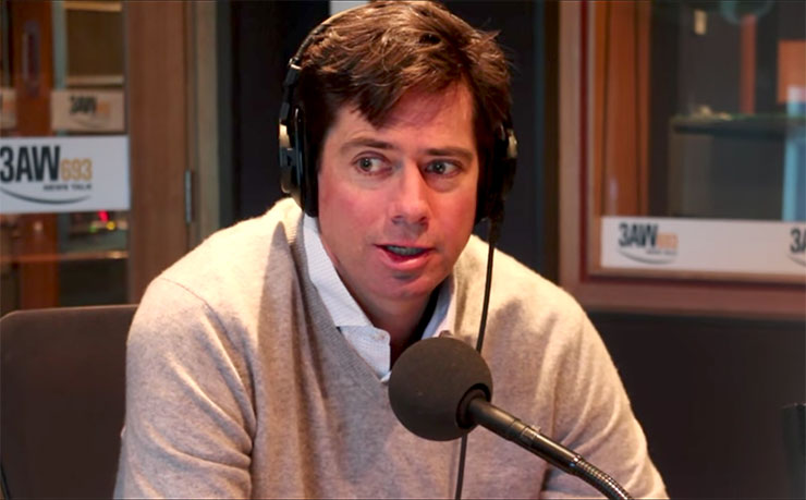 CEO of the AFL, Gillon McLachlan, in a screencap from a video of a recent appearance on Radio 3AW.