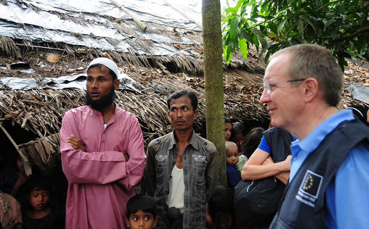 Myanamar has been directly accused of genocide against the Rohingya population within its borders. Pictured is a visiting delegation To Rakhine from the European Commission, in 2013. Rakhine says ECHO DG (IMAGE: Christophe Reltien, EU/ECHO, Rakhine State, Flickr)