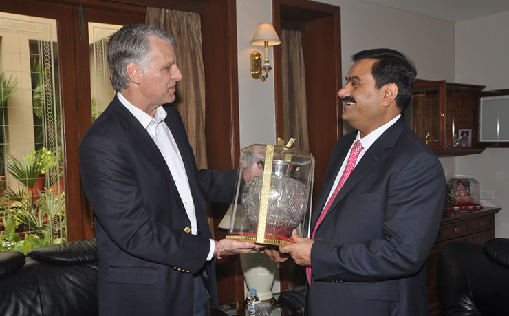 US Ambassador Timothy Roemer is greeted by Gautam Adani, Chairman, Adani Group at Adani House in Ahmedabad, Gujarat. (IMAGE: U.S. Embassy New Delhi, Flickr)