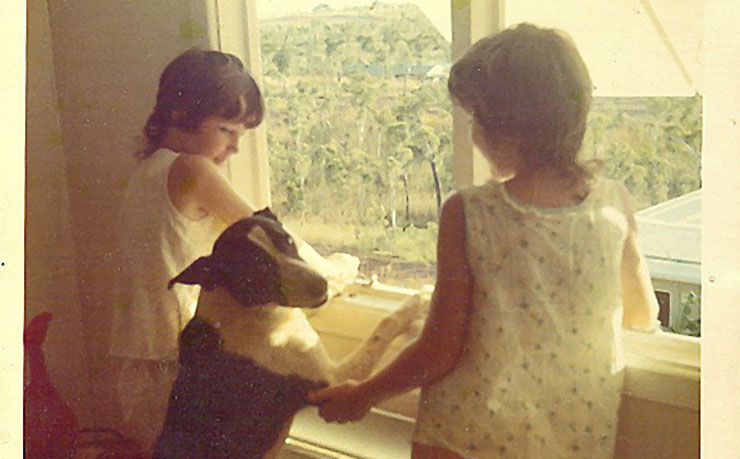 Jane and Jenny in their house on Coolan Island, WA aged around 8.