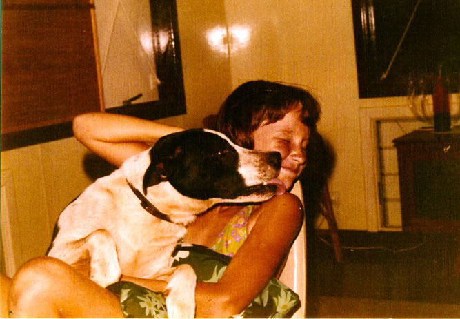 Jane playing with the family dog.