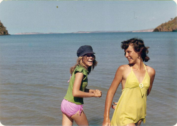 Jenny and a friend playing in the water on Coolan Island.