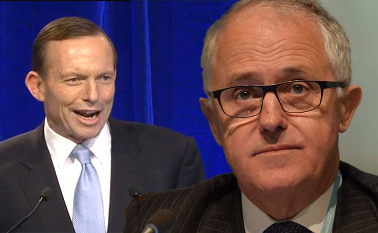 Former Prime Minister Tony Abbott (left) and current Prime Minister Malcolm Turnbull.
