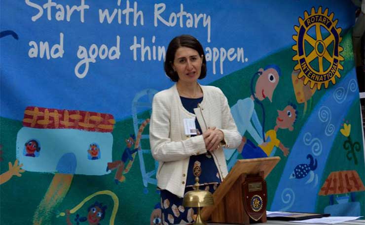 A file image from 2015 of NSW Premier Gladys Berejiklian. (IMAGE: Rotary District 9685, Flickr)