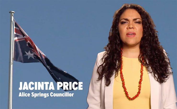 Jacinta Price, about to open her mouth in the SAD campaign and remove any doubt about her capacity to make wise career decisions.