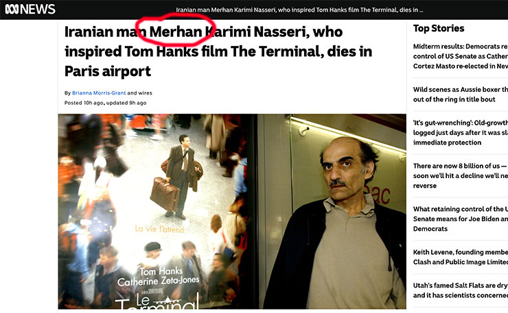 Iranian man, inspiration for movie 'The Terminal,' dies at airport