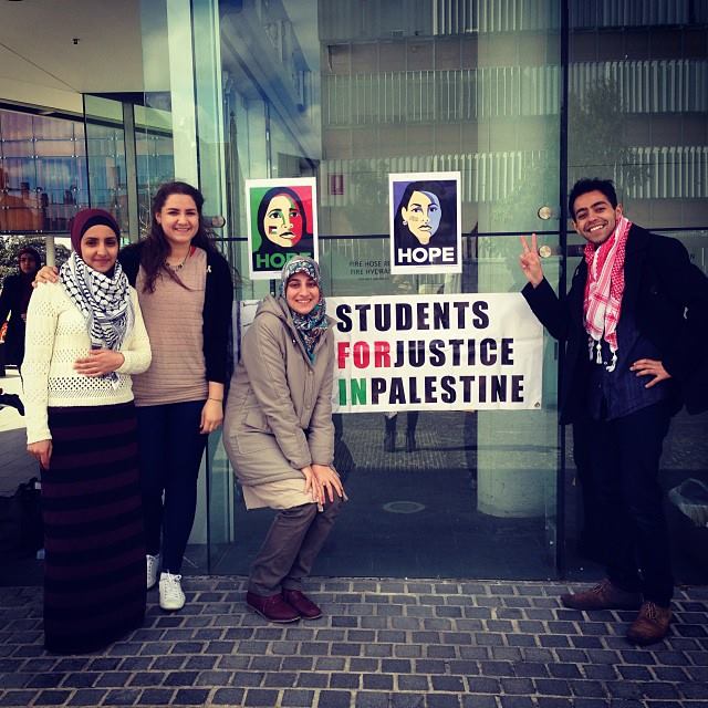 Fahad Ali, right, with members of Students For Justice In Palestine.