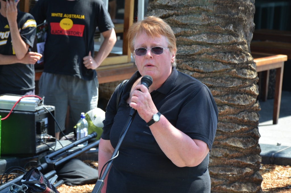 Labor of Refugees founder Jenny Haines speaks about pregnant asylum seekers in detention on Nauru and Manus Island. Photo by Paul Carson