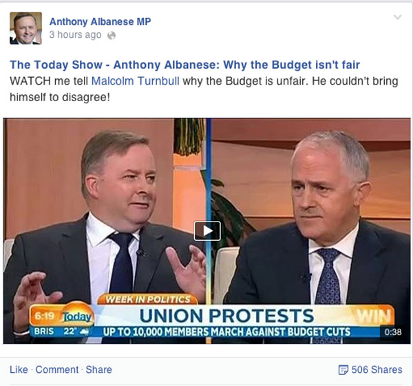 A screen grab from Albanese's Facebook page.