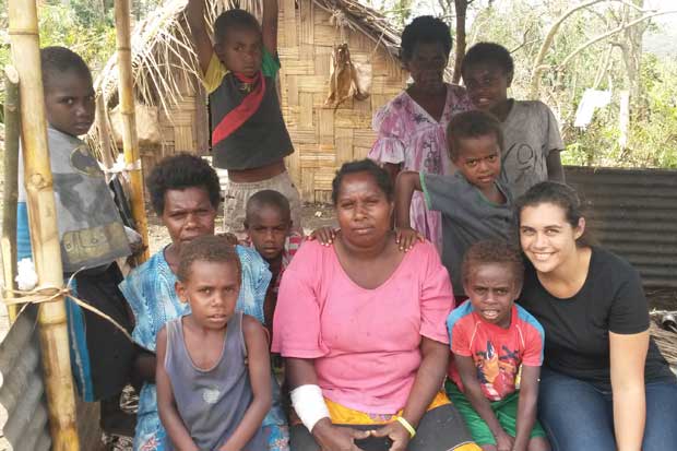 Amy McQuire (far right) with relatives on Tanna, one of the islands most devastated by Cyclone Pam.