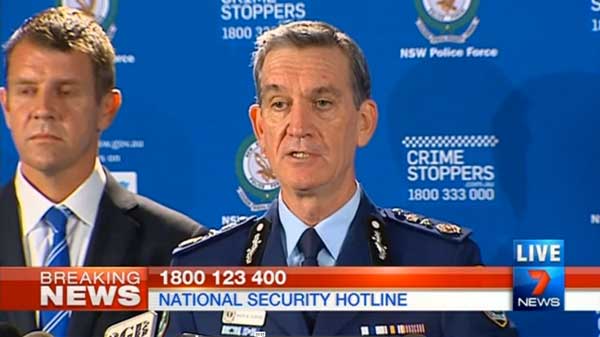 Footage from a press conference staged yesterday by Police Commissioner Andrew Scipione.