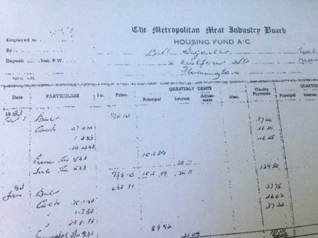 A copy of the ledger for Bruce Begnell, recording both interest and principal payments.