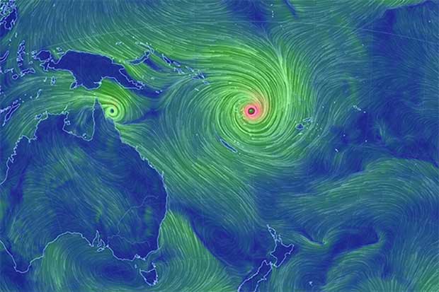 A wind map of Cyclone Pam (Source: UNICEF).