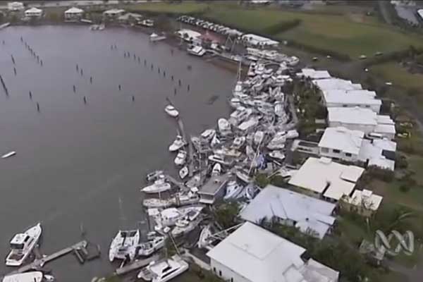 Aerial footage of the aftermath of Tropical Cyclone Yasi, from the ABC.