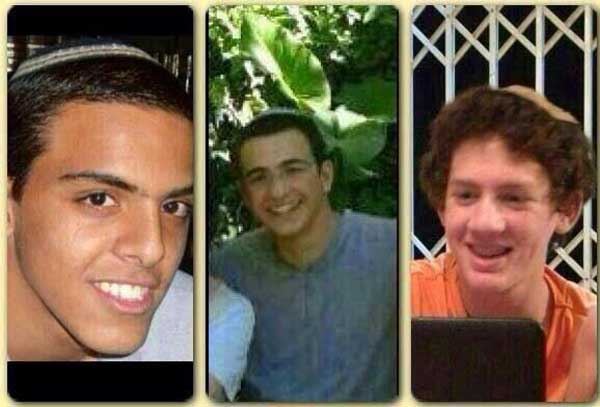The three Israeli teens who were abducted: L-R: Eyal Yifrach, 19, Naftali Fraenkel, 16, and Gil-ad Shaar, 16.
