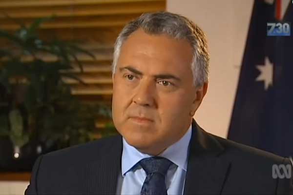 Australian Treasurer Joe Hockey (Image from ABC 7.30 Report footage).