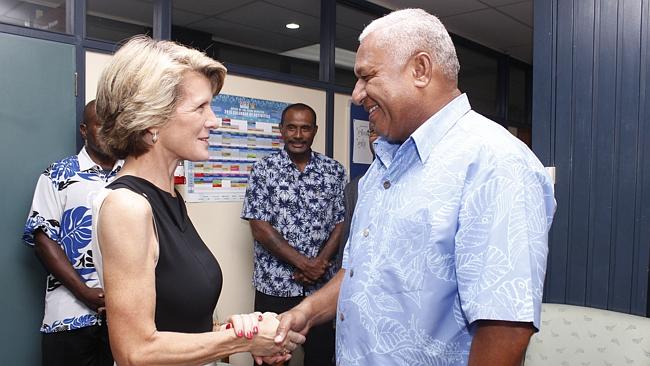 Julie Bishop and Commodore Frank Bainimarama.