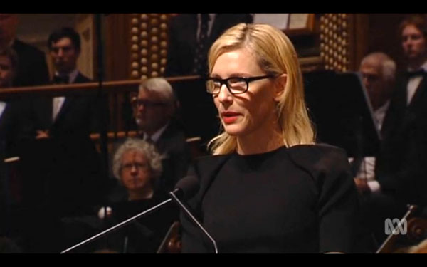 Cate Blanchett, during her speech at the memorial for the passing of Gough Whitlam.