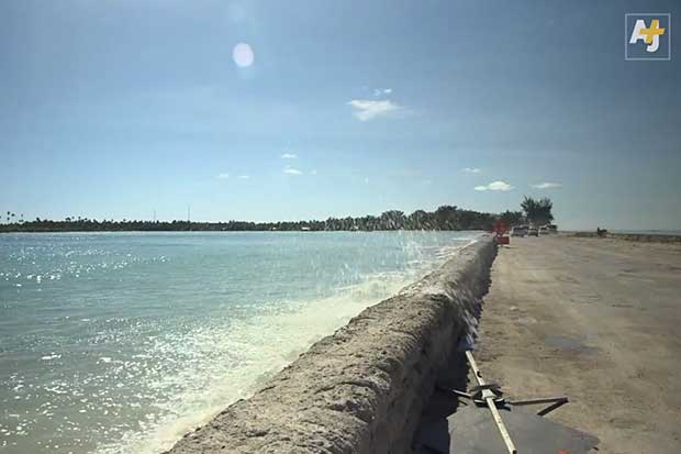 A screencap from an Al Jazeera story about the future of Kiribati, a small Pacific island nation