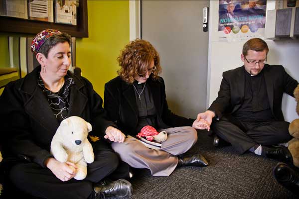 Rabbi Shoshana Kaminsky of the Beit Shalom Progressive Synagogue pictured with Rev Jennifer Hughes and Reverend John Hughes from the Brougham Place Uniting Church.  
