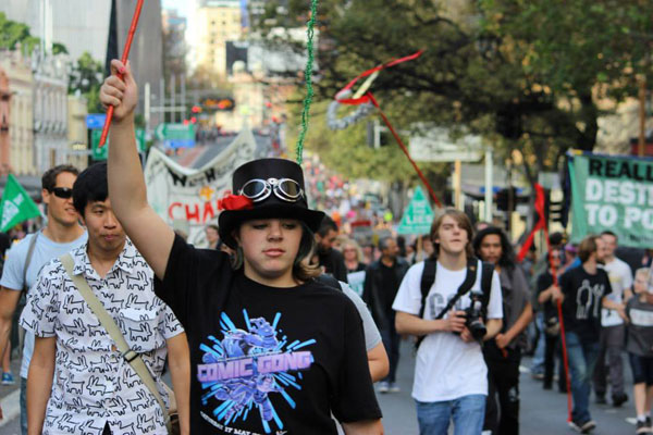 March in May protestors, depicted in the Green Left Weekly.