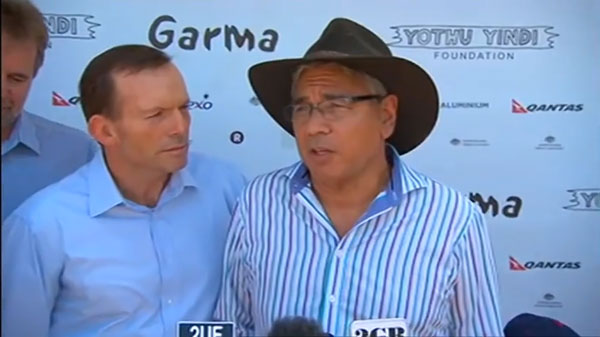 Prime Minister Tony Abbott with his chief adviser Warren Mundine.