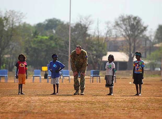 Lieutenant Alex Murdoch, with the Joint Task Force 641 pictured at Wadeye in the north west of the NT, during the Northern Territory intervention.
