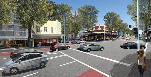 An artist's impression of how Parramatta Road will look, once the WestConnex is completed, as claimed on the AECOM website.