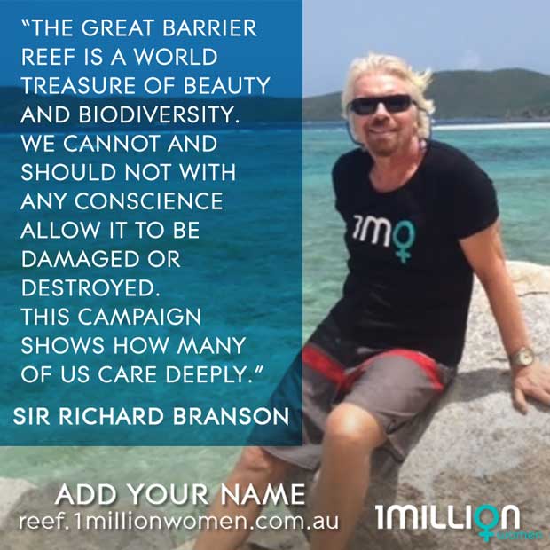 Sir Richard Branson has lent his name to a campaign to save the Great Barrier Reef.