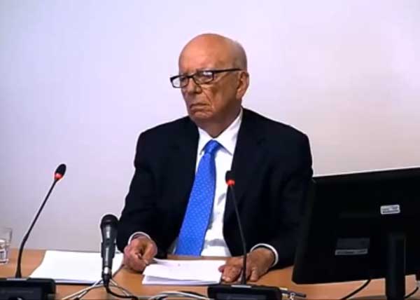 Rupert Murdoch, Chair of News Corporation, giving evidence to the Levenson phone hacking inquiry in the UK.