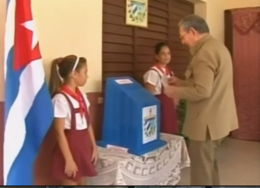 Raul Castro taking part in a recent municipal election