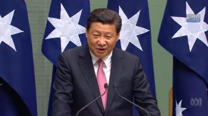 Chinese President Xi Jinping addresses the Australian Parliament in 2014