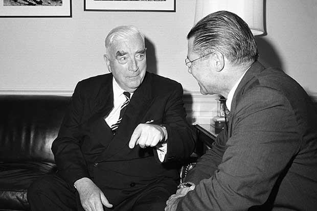 Sir Robert Menzies meets with US Secretary of Defense Robert McNamara at the Pentagon in June 1964.