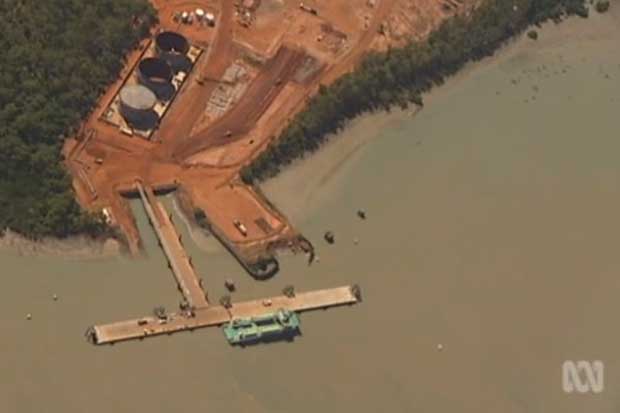 Screen grabs from an ABC report last night, revealing the existence of a new Tiwi Islands sea port.