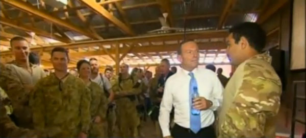 Prime Minister Tony Abbott visits troops in Afghanistan.