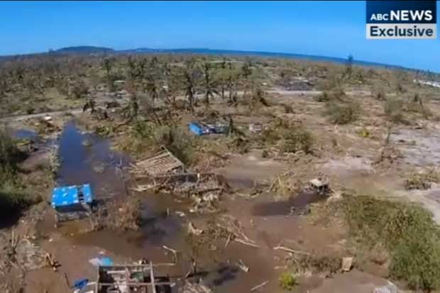 Footage from an ABC Television drone recorded the devastation in Vanuatu earlier this year by Cyclone Pam.