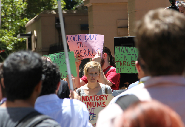 The rally held yesterday outside parliament to protest the laws