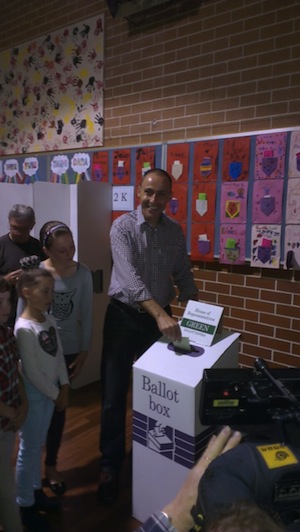 Incumbent David Bradbury casts his vote. Photo: Max Chalmers