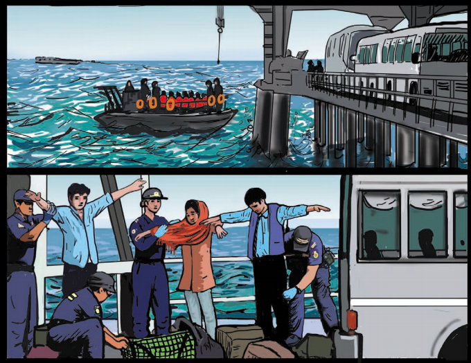 An excerpt from the Department of Immigration's refugee warning comic.