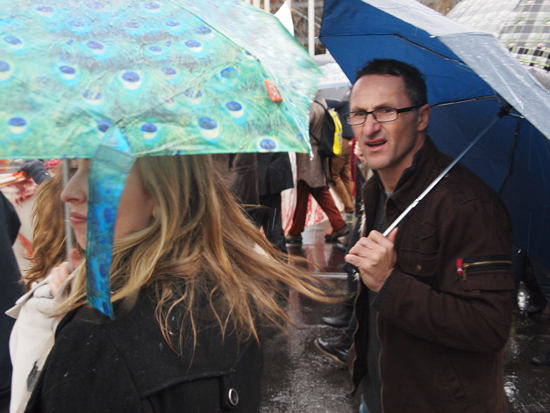 Greens Senator Richard Di Natale, outraged at the Government's policy, marches down Swanston Street. Photo by Adam Brereton.