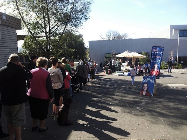 Punters line up to vote in Higgins. Photo: Georgina Moore