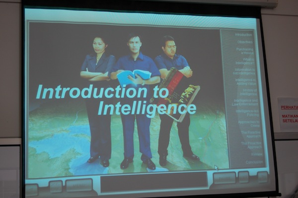 Students undertake computer-based training courses - this one tests their knowledge of the difference between intelligence and information. Photo: Marni Cordell