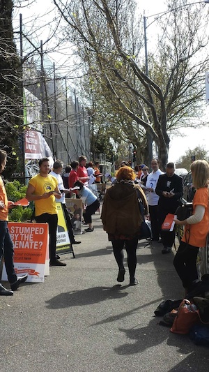 Volunteers in the seat of Melbourne. Photo: Kirrily Schwarz