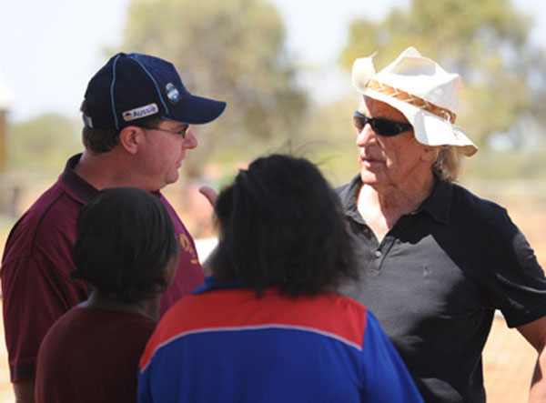 CEO of Ampilatwatja Health Clinic, Dave Smith with journalist John Pilger.